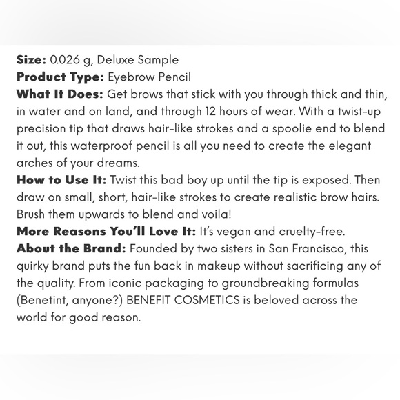 BENEFIT COSMETICS Brow Pencil 🔸 - Picture 3 of 8